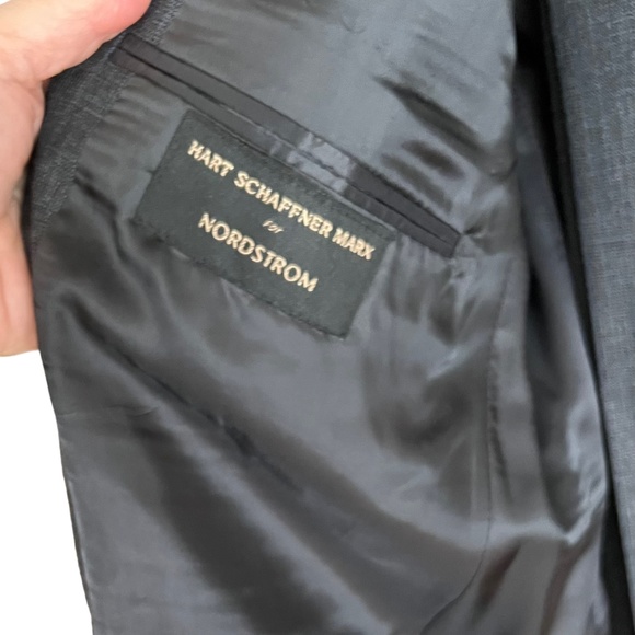 Hart Schaffner Marx Classic Suit Charcoal Grey Cuff/Pleated Pants 44R Drycleaned - Picture 11 of 16